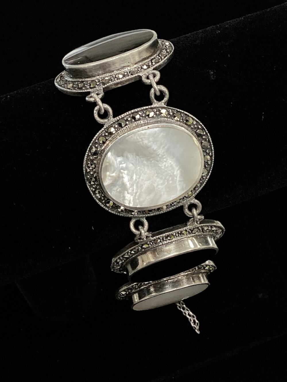 Onyx & Mother of Pearl Sterling Bracelet
